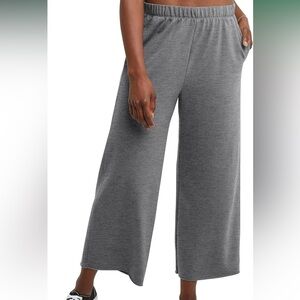 Hanes Originals Women's French Terry Wide Leg Crop Pants w Pockets Size medium